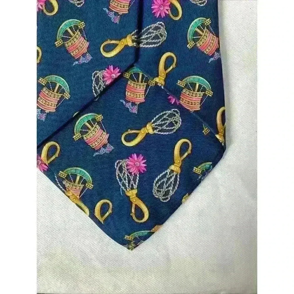 Leonard‎ Paris Silk Necktie Italy Blue N120 Designer Geometric Mens - Picture 6 of 8